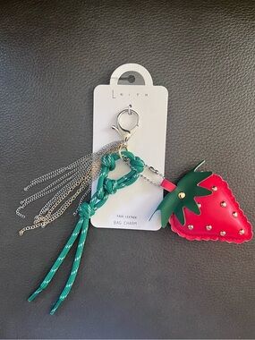 NWT Leith Strawberry Bag Charm Faux
Leather Keychain Purse Accessory Red Green